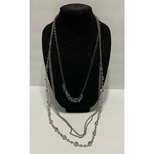 icing multi Silver Tone strand necklace multi faceted beads necklace  Hematite
